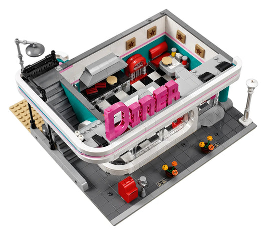 LEGO set 10260 – Diner House –  uit de Lego Icons collectie, te huur in West- en Oost-Vlaanderen bij Brickset for You