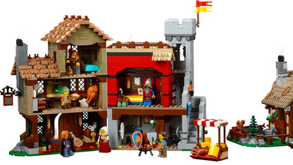 LEGO set 10332 – Middeleeuws stadsplein uit de Lego Icons collectie, te huur in West- en Oost-Vlaanderen bij Brickset for You