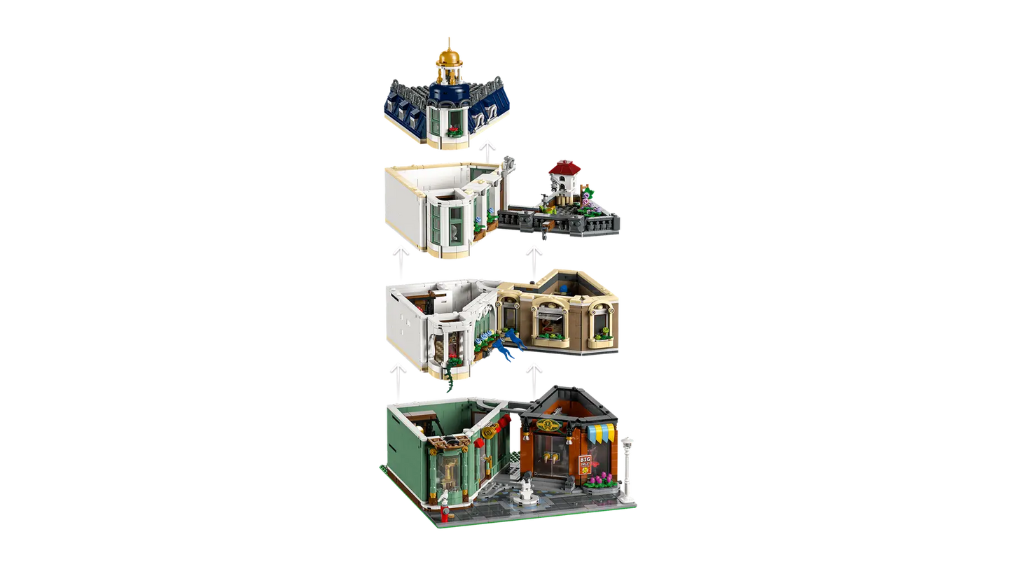 LEGO set 11371 – Winkelstraat –  uit de Lego Iocns collectie, te huur in West- en Oost-Vlaanderen bij Brickset for You