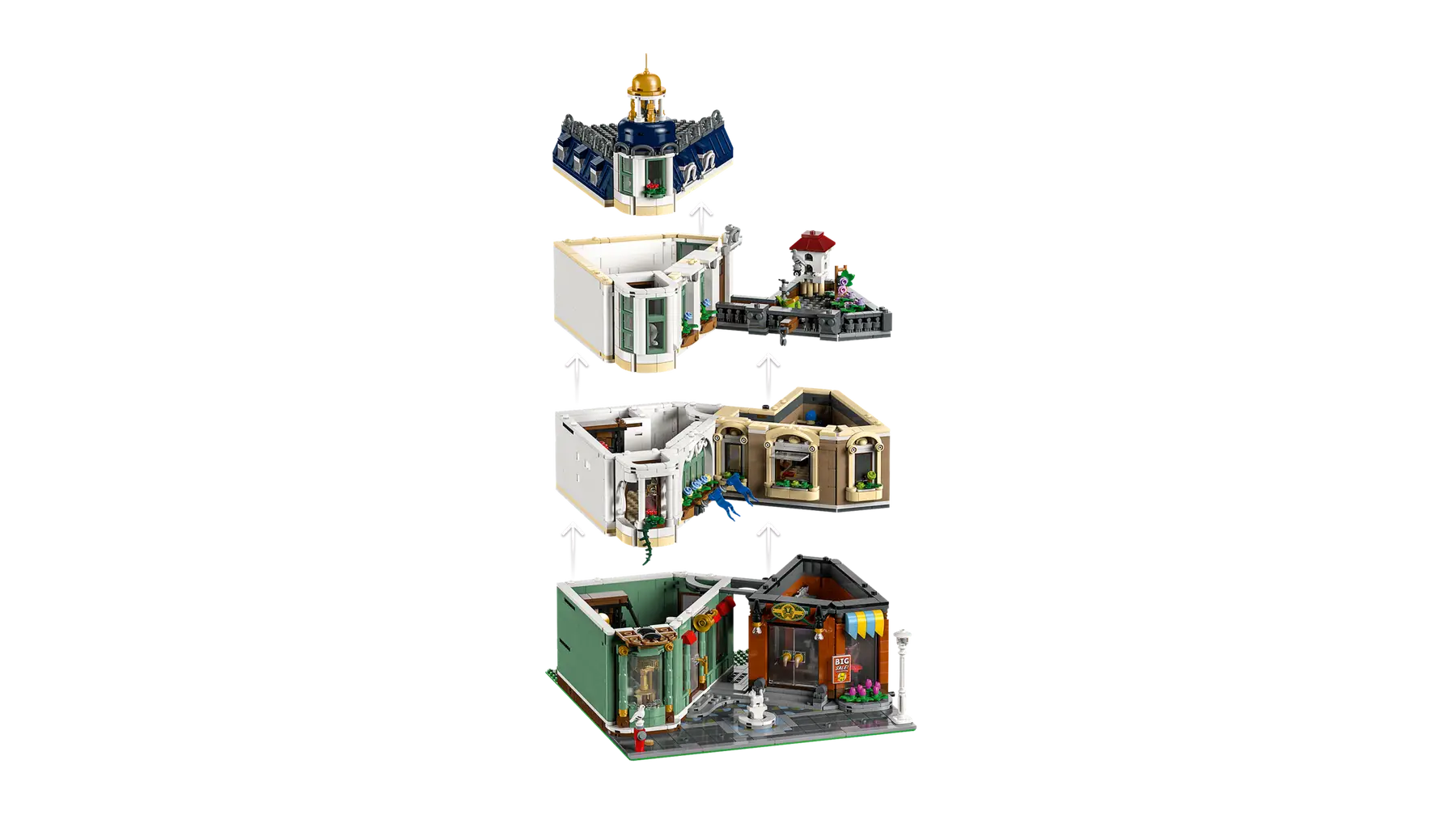LEGO set 11371 – Winkelstraat –  uit de Lego Iocns collectie, te huur in West- en Oost-Vlaanderen bij Brickset for You