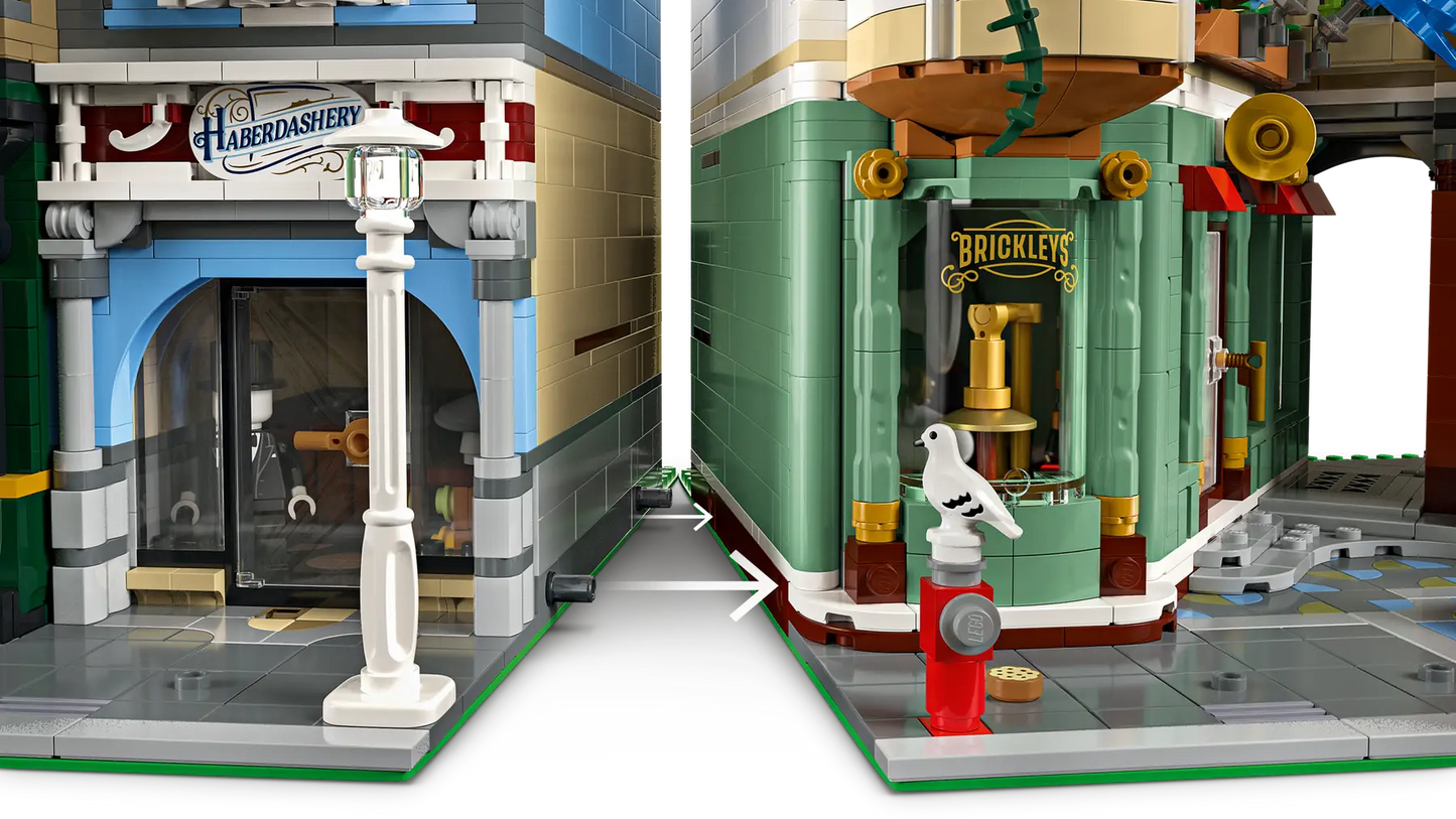 LEGO set 11371 – Winkelstraat –  uit de Lego Iocns collectie, te huur in West- en Oost-Vlaanderen bij Brickset for You