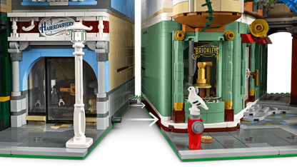 LEGO set 11371 – Winkelstraat –  uit de Lego Iocns collectie, te huur in West- en Oost-Vlaanderen bij Brickset for You