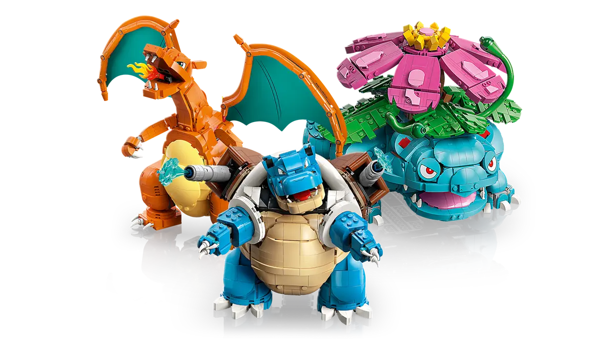 LEGO set 72153 – Venusaur, Charizard en Blastoise –  uit de Lego Pokemon collectie, te huur in West- en Oost-Vlaanderen bij Brickset for You