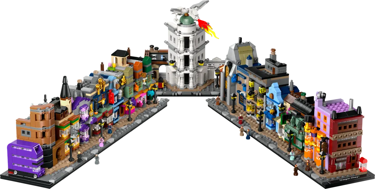 LEGO set 76444 – De Wegisweg™ tovenaarswinkels uit de Lego Harry Potter collectie, te huur in West- en Oost-Vlaanderen bij Brickset for You