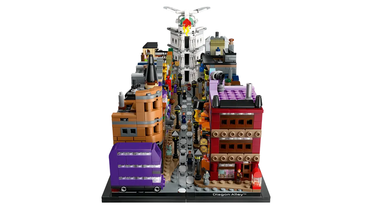 LEGO set 76444 – De Wegisweg™ tovenaarswinkels uit de Lego Harry Potter collectie, te huur in West- en Oost-Vlaanderen bij Brickset for You
